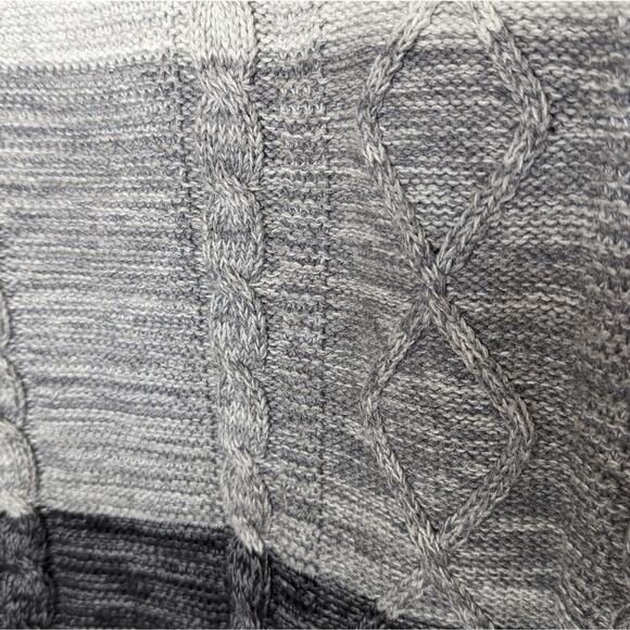 Leo & Nicole intarsia sweater multi knit quarter zip gray black stripe Medium - Picture 6 of 8